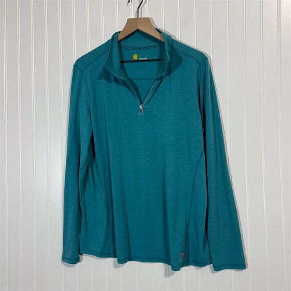 Carhartt Force Women’s XL Quarter Zip Pullover Teal Long Sleeve Workwear Top - Picture 1 of 10